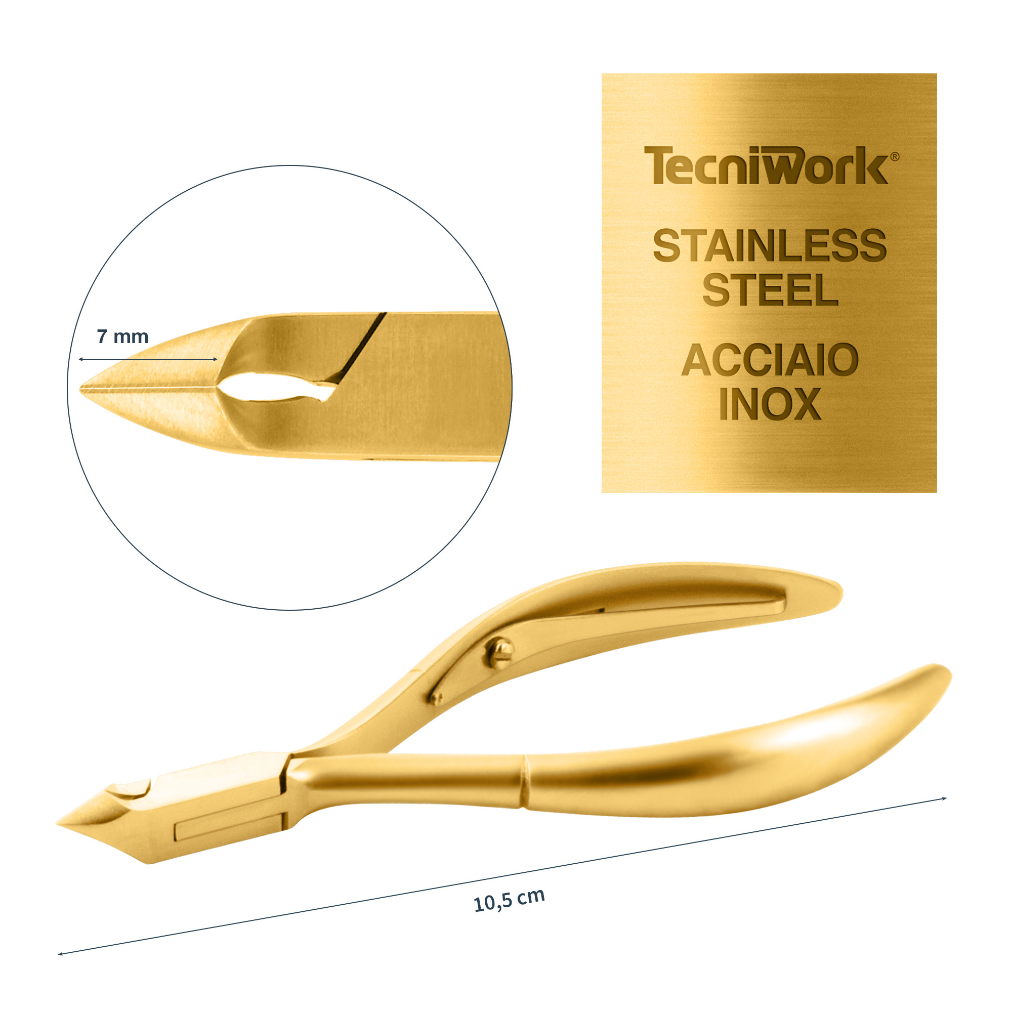 Gold professional cuticle nippers jaw 7 mm