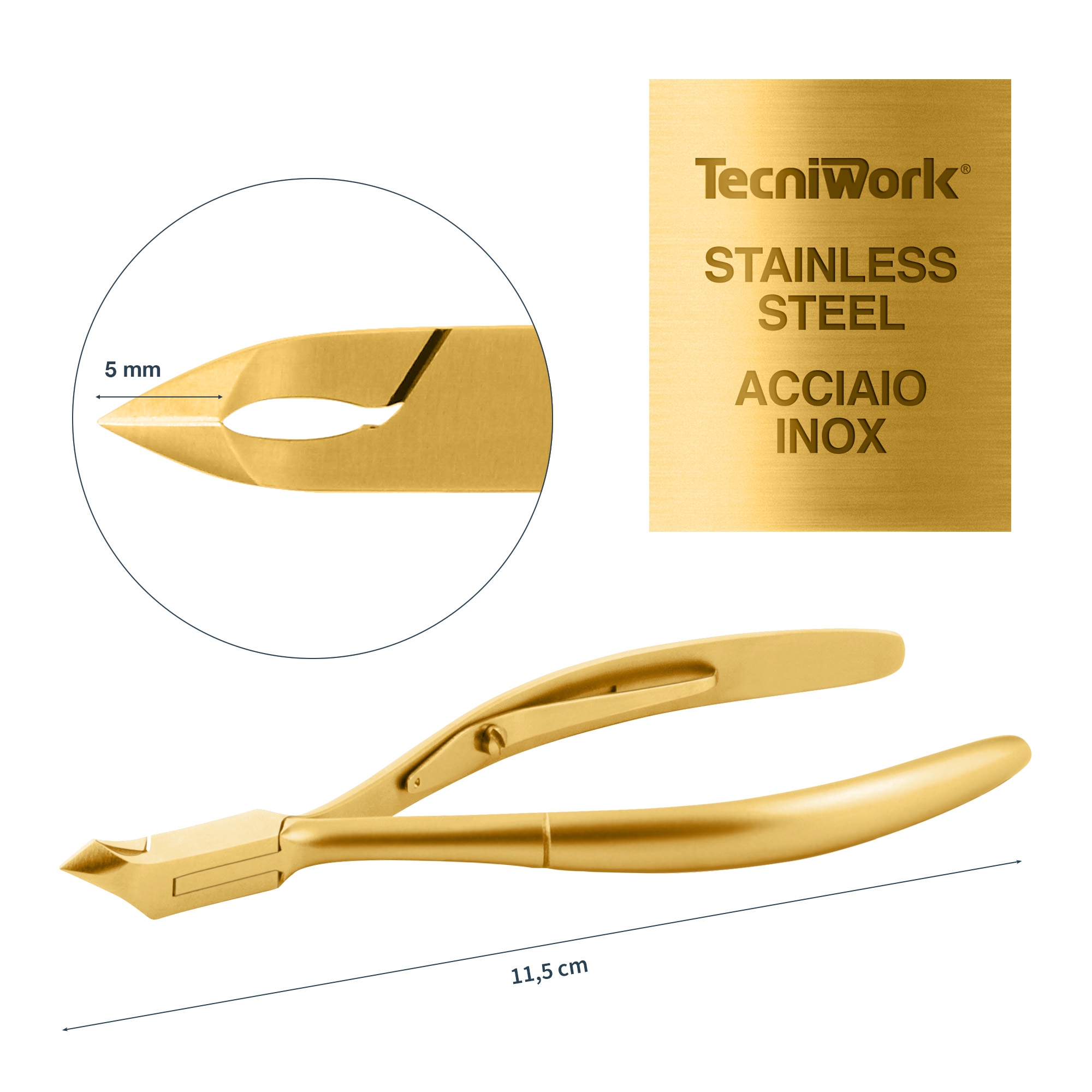 Professional gold cuticle nippers jaw 5 mm