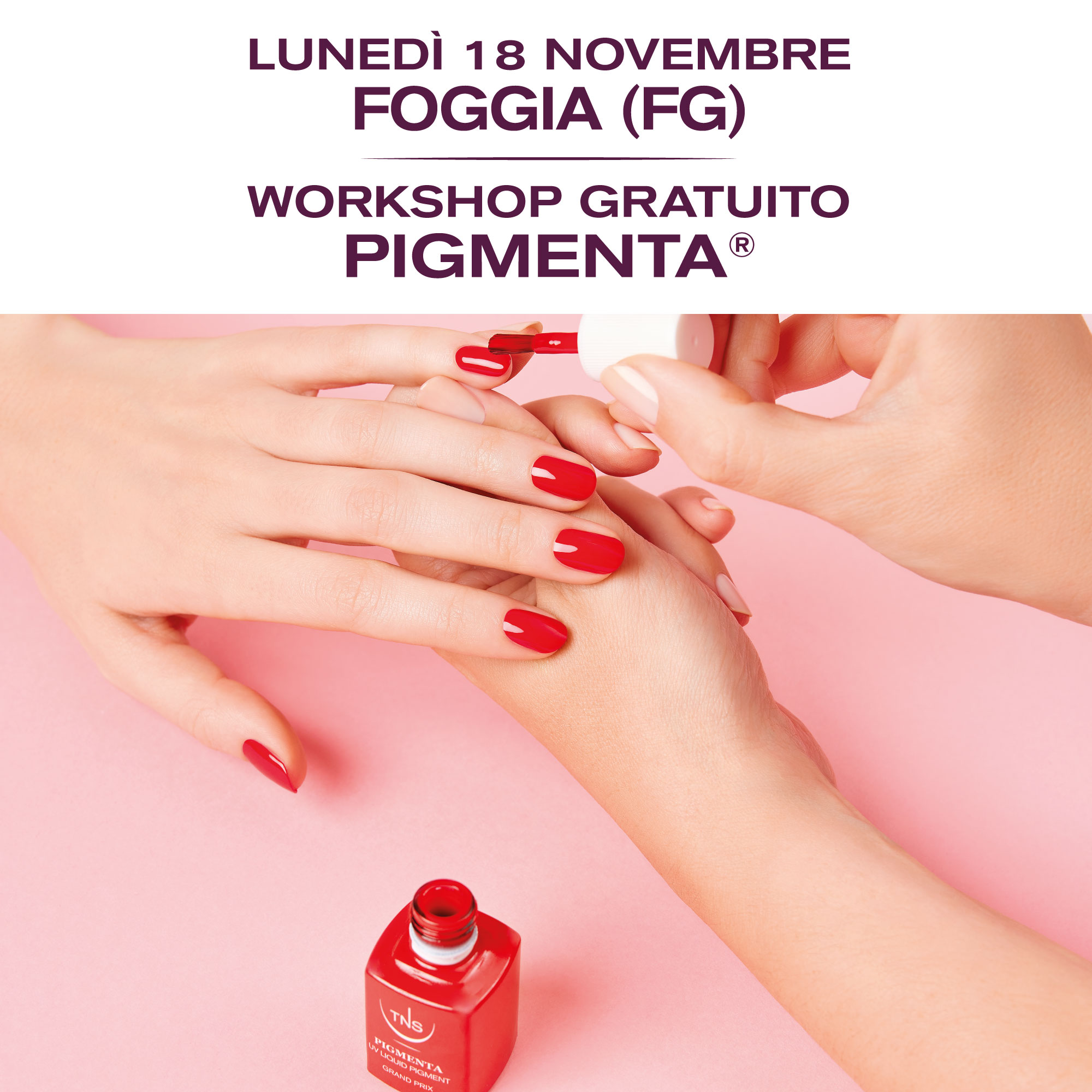 Workshop in presenza Tecniwork: nuovo Pigmenta UV per unghie