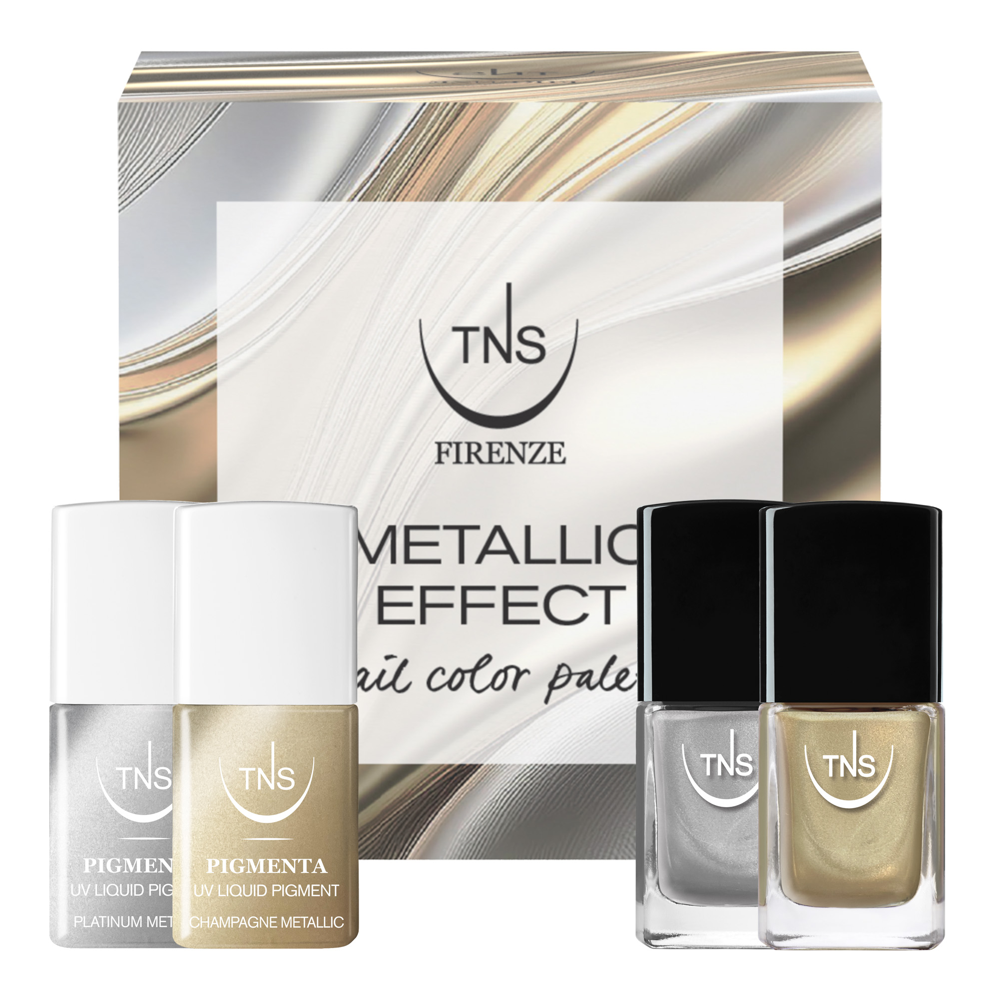 TNS Metallic Effect Kit Pigmenta and Metallic Nail Polishes