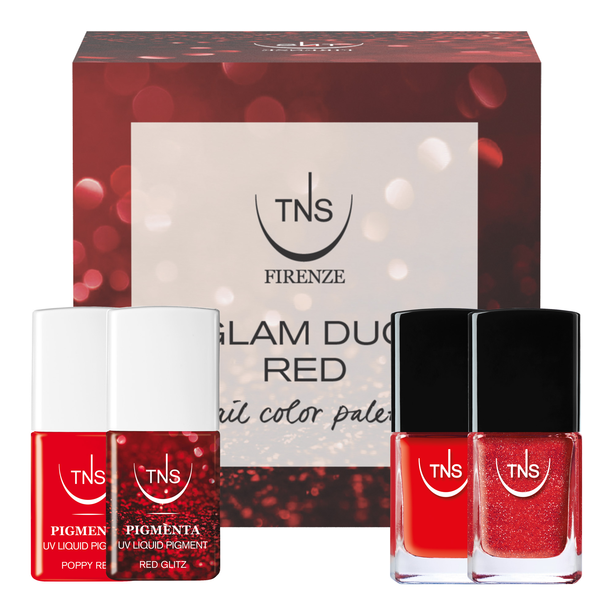 Kit de pigments et de vernis à ongles Glam Duo Red TNS