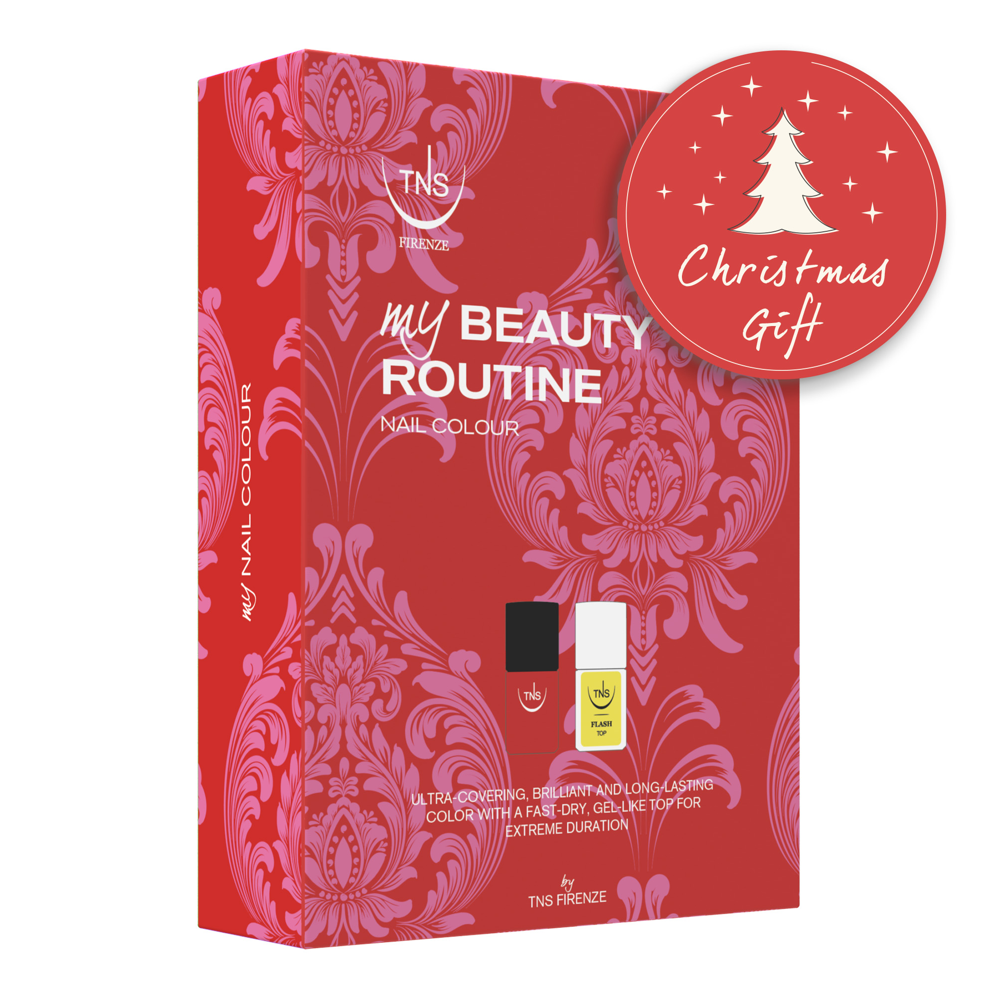 Mt Beauty Routine Beauty Gift Set with TNS red Nail Polish and Flash Top Coat