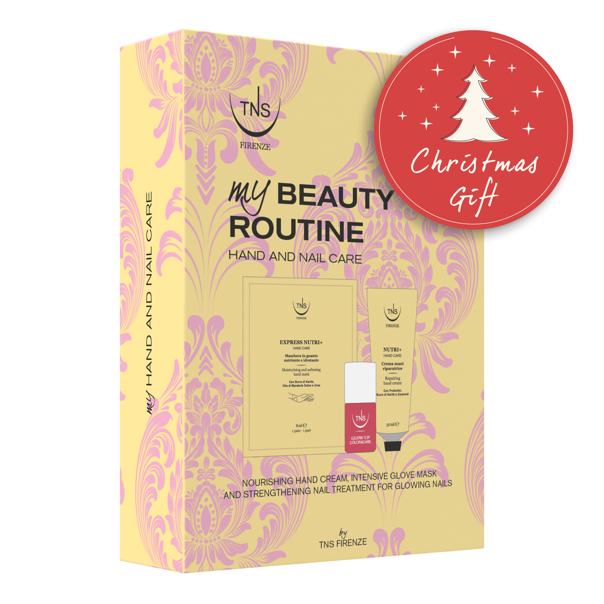 My Beauty Routine Coffret beauté avec crème Nutri+ pour les mains, traitement Glow Up pour les ongles et masque restructurant pour les mains dans un gant TNS