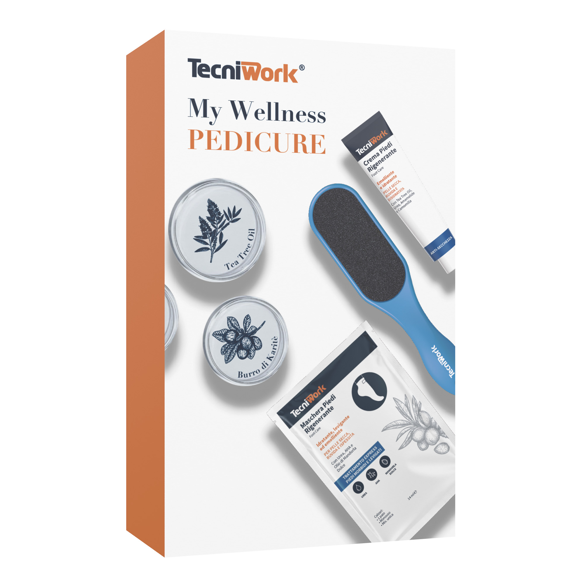 My Wellness Pedicure Coffret beauté avec crème, masque pour les pieds et râpe pieds Tecniwork