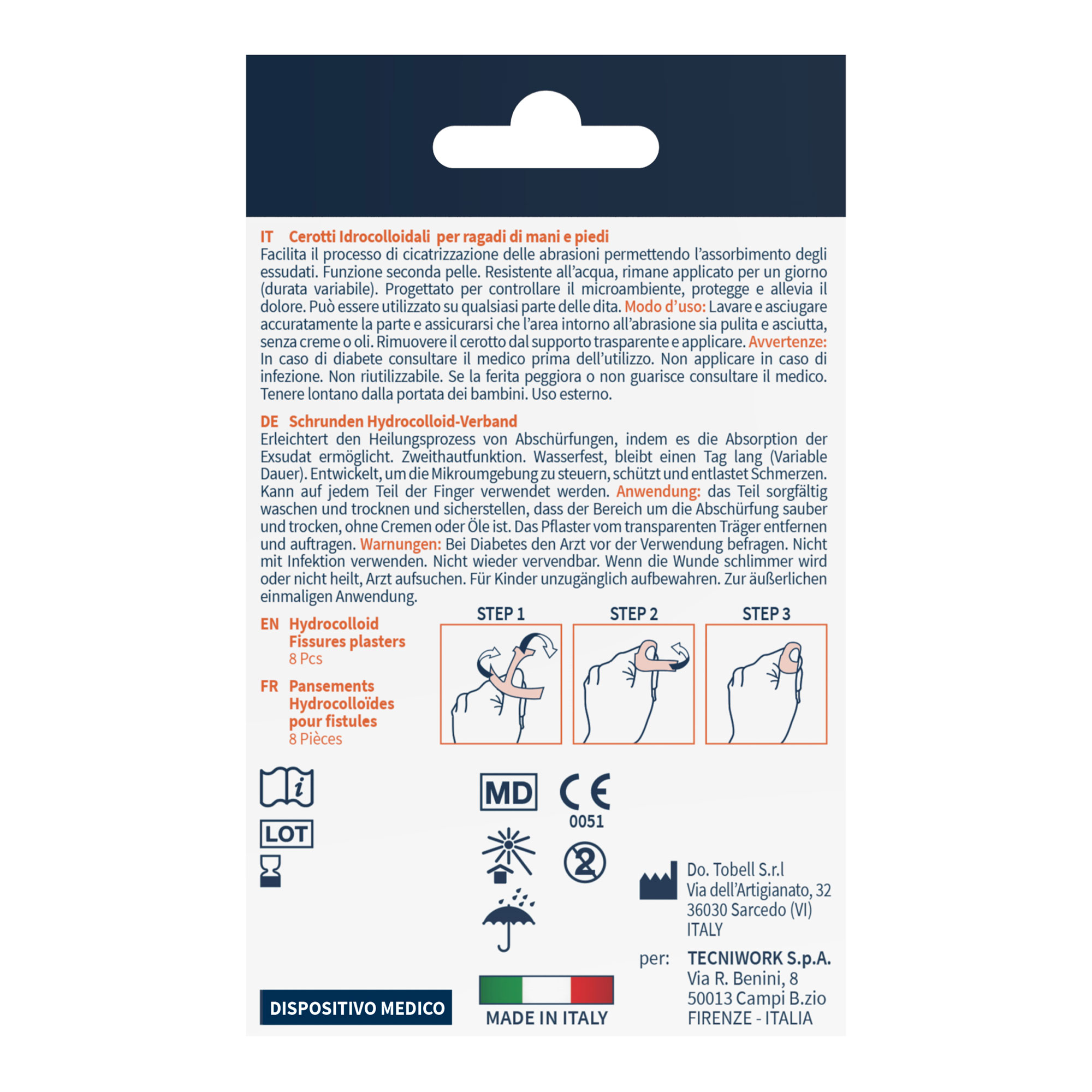 Pansements hydrocolloïdes pour fissures 8 pcs