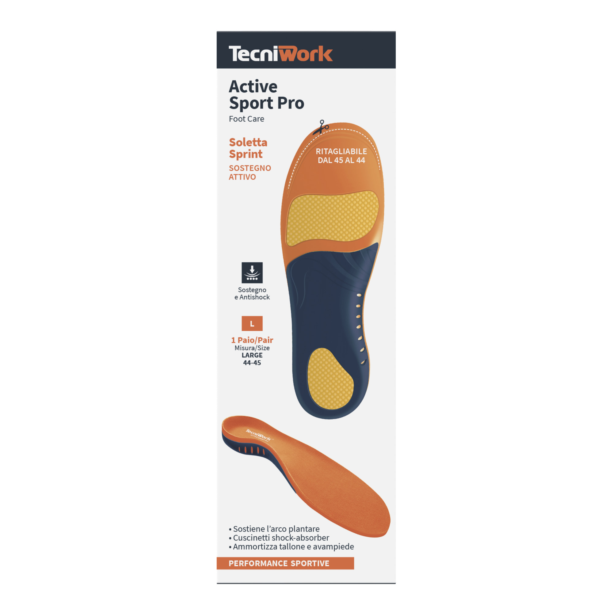 Active Sport Pro cut-to-size insole for Sports Shoes Size L 1 pair