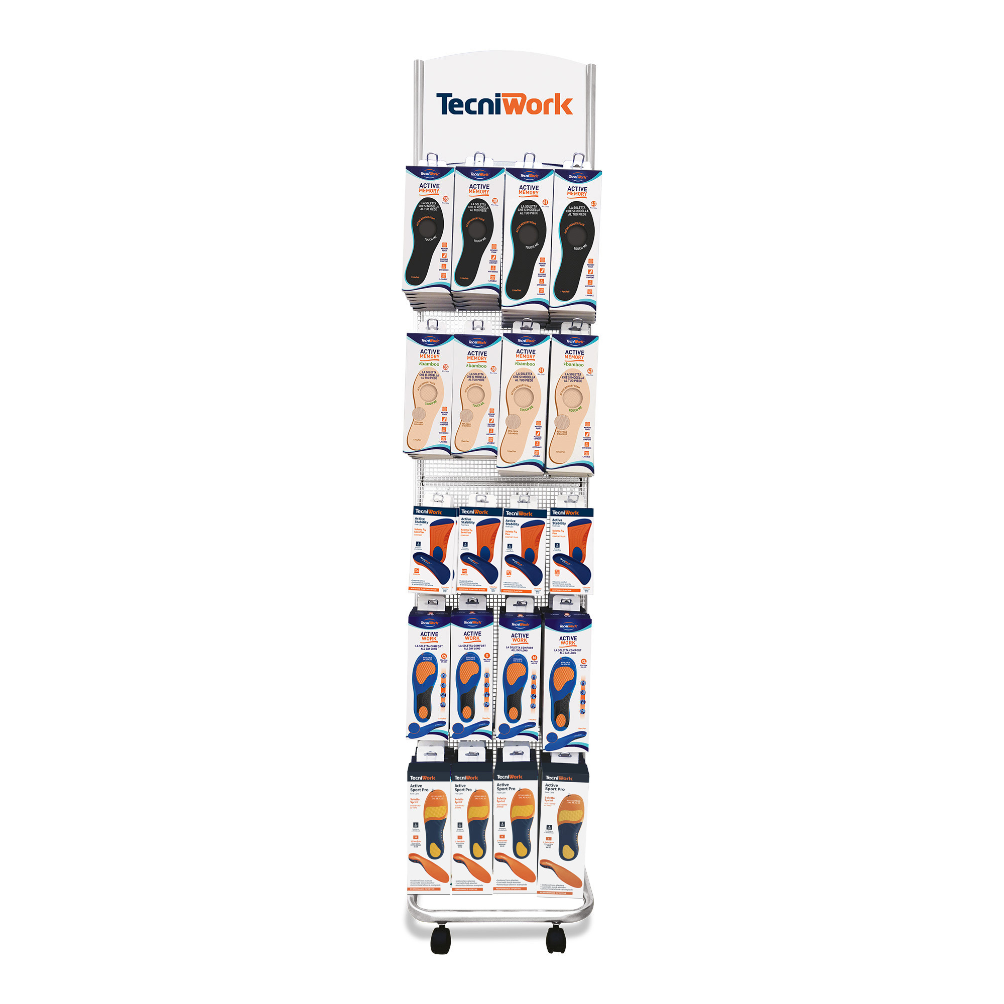 Fußeinlagen Tower Active Solution Bodendisplay mit 84 Packungen