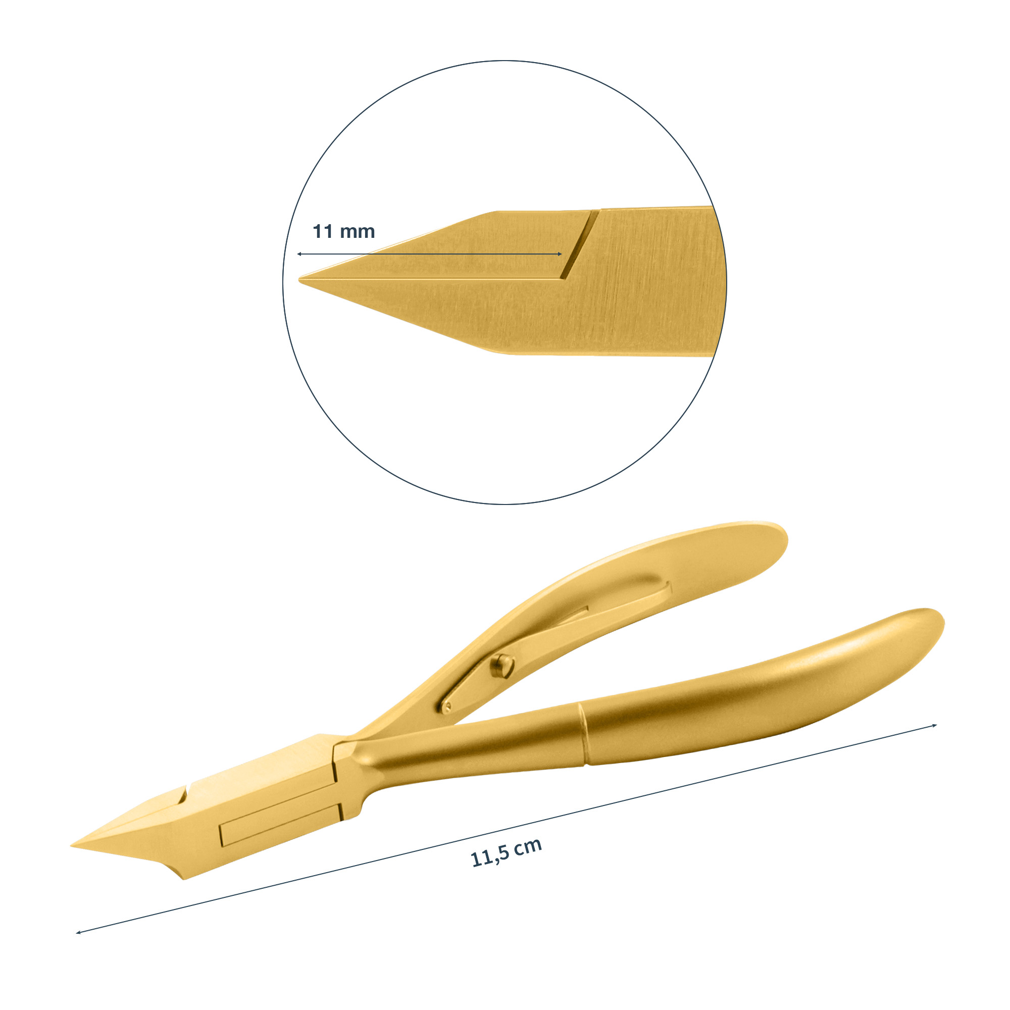 Gold professional nail nippers straight cut jaw 11 mm