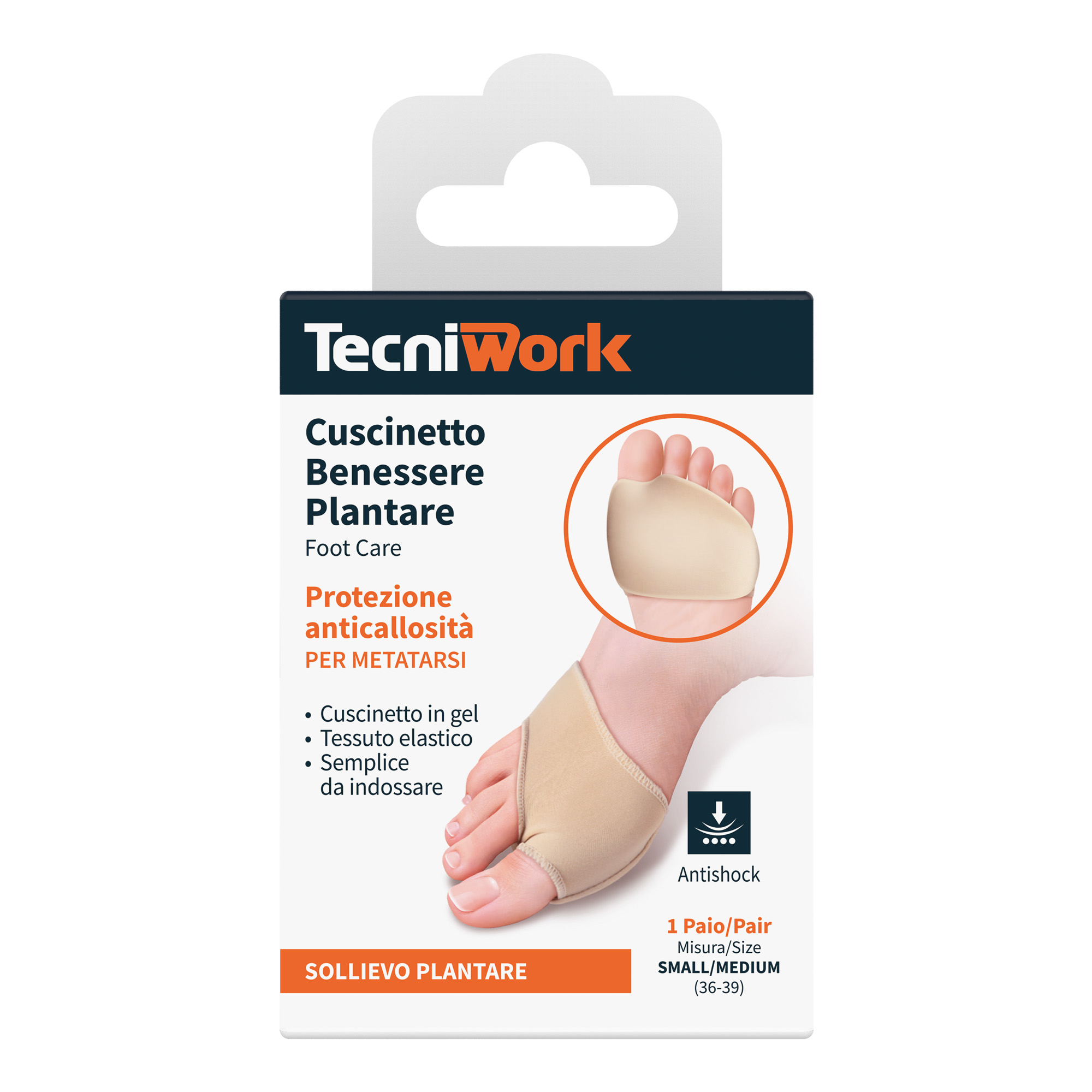 Stretch fabric and gel foot cushion Size S 1 pair