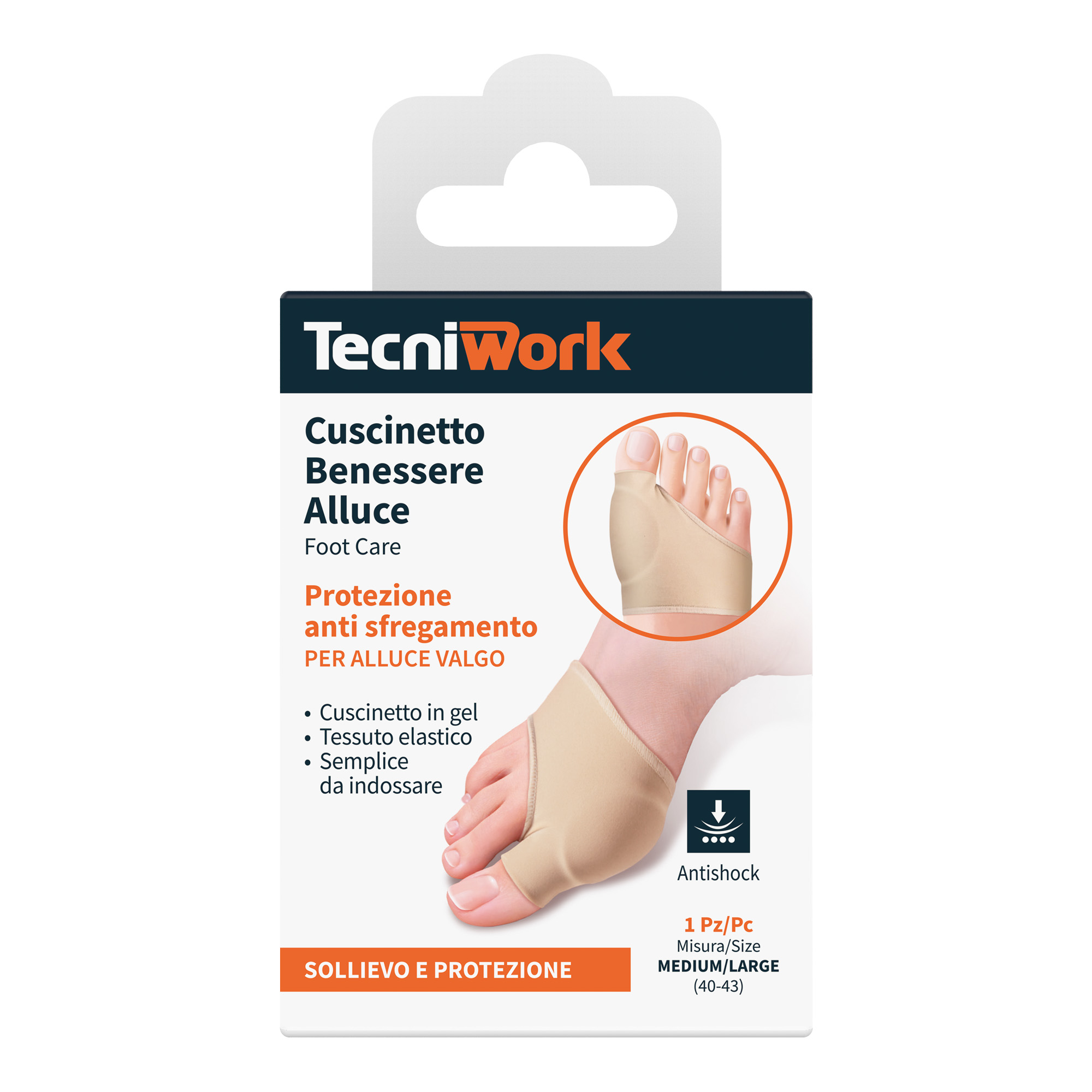 Bunion protection pad in fabric and gel Size M/L 1 pc