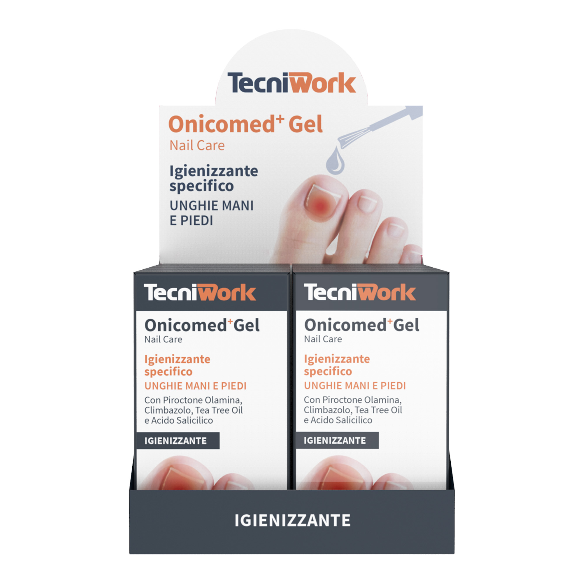 Onicomed+ Gel Igienizzante per unghie di piedi e mani Espositore 8 pz