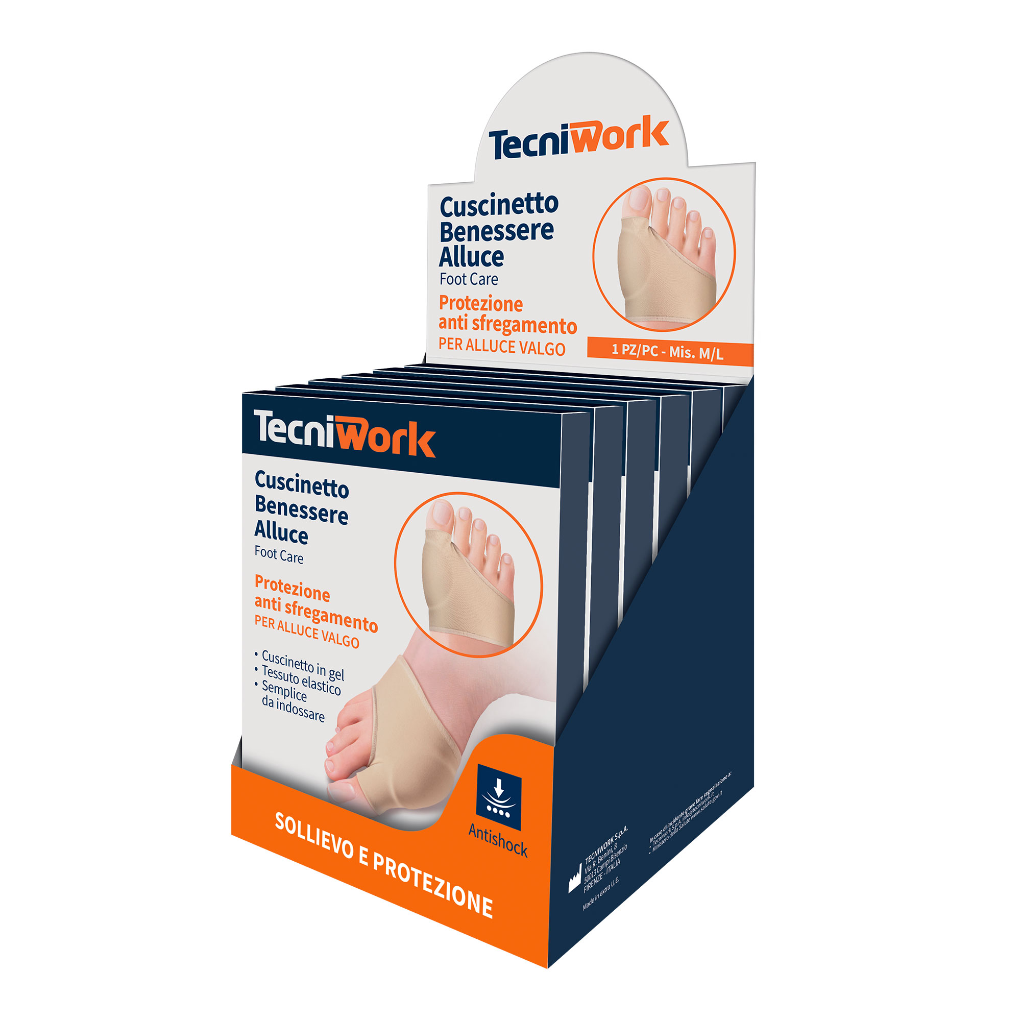 Display stretch fabric and gel bunion cushion Size M/L 6 packs