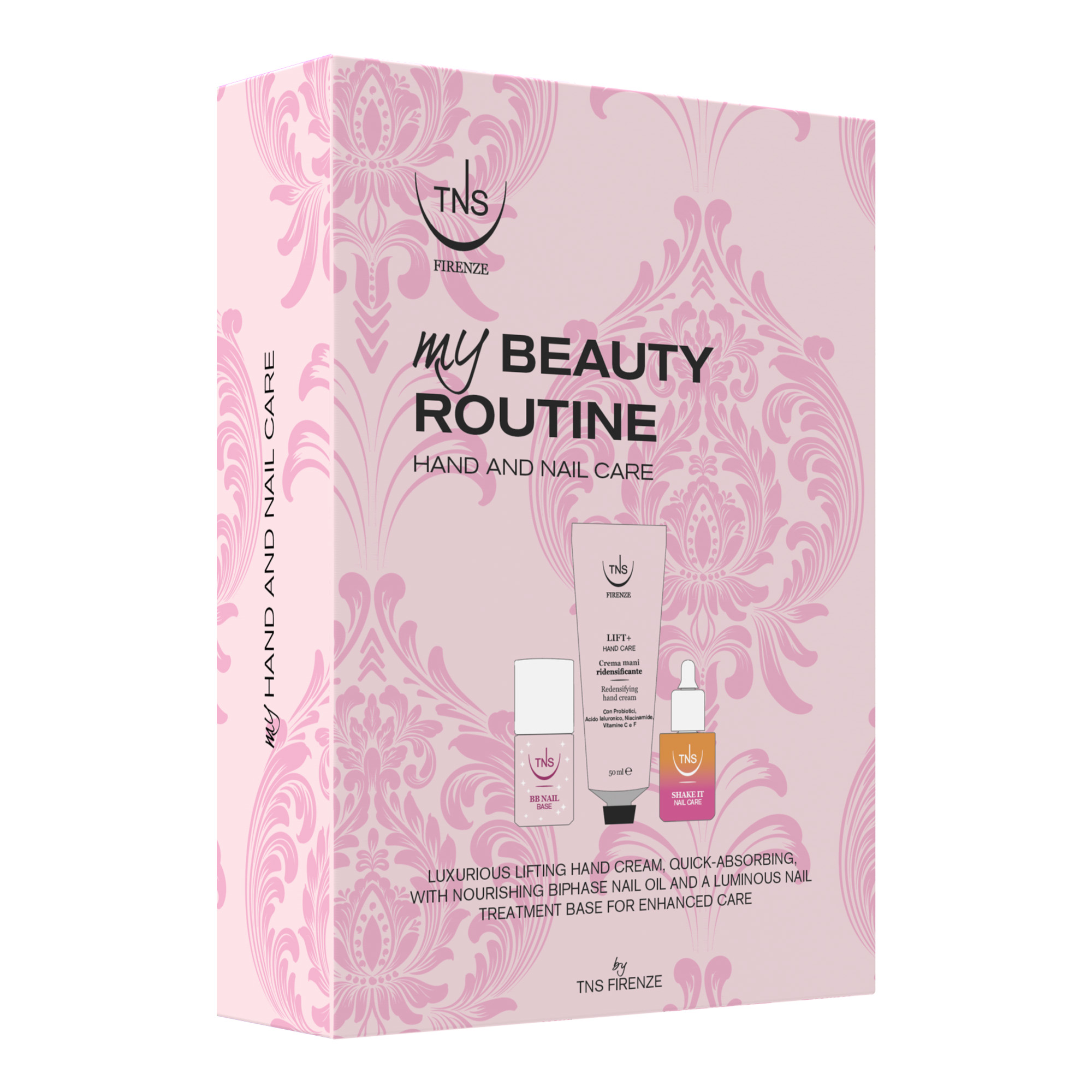 Cofanetto regalo Beauty Gift Crema mani Lift+, Olio bifasico unghie Shake-It, BB Nail rosa TNS